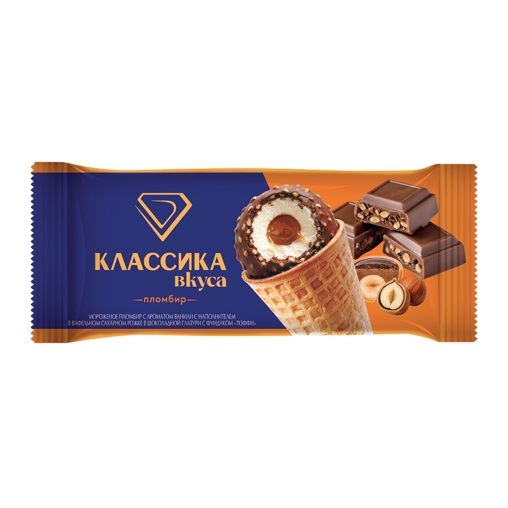 «Классика вкуса» карамель «Тоффи» фундук мини-рожок пломбир